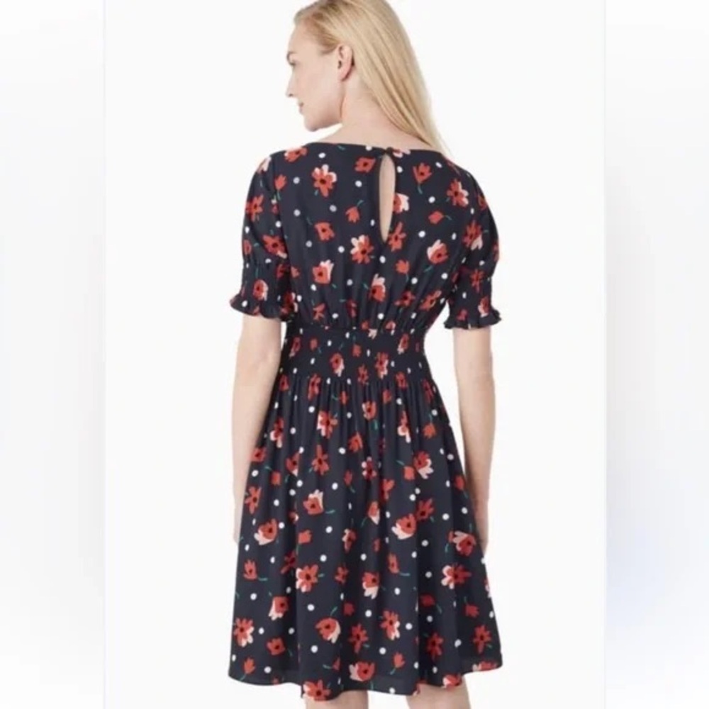 Kate Spade Dark Blue Dress with Red and White Floral Pattern - Picture 2 of 11